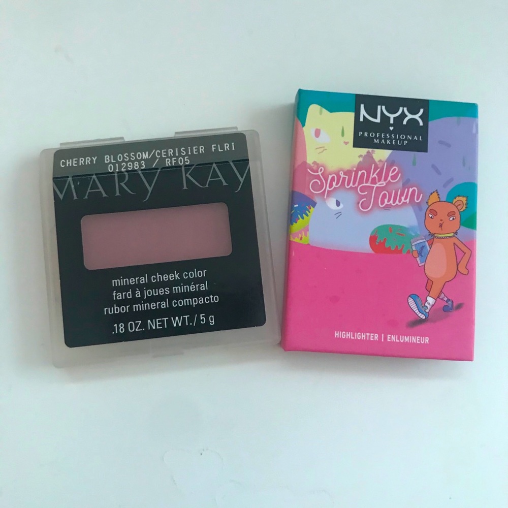 NYX highlighter and Mary Kay Blush
